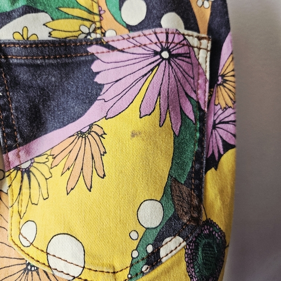 Free People Just Float On Printed Flared Jeans Size 24 Floral Sold Out Print - Picture 6 of 9